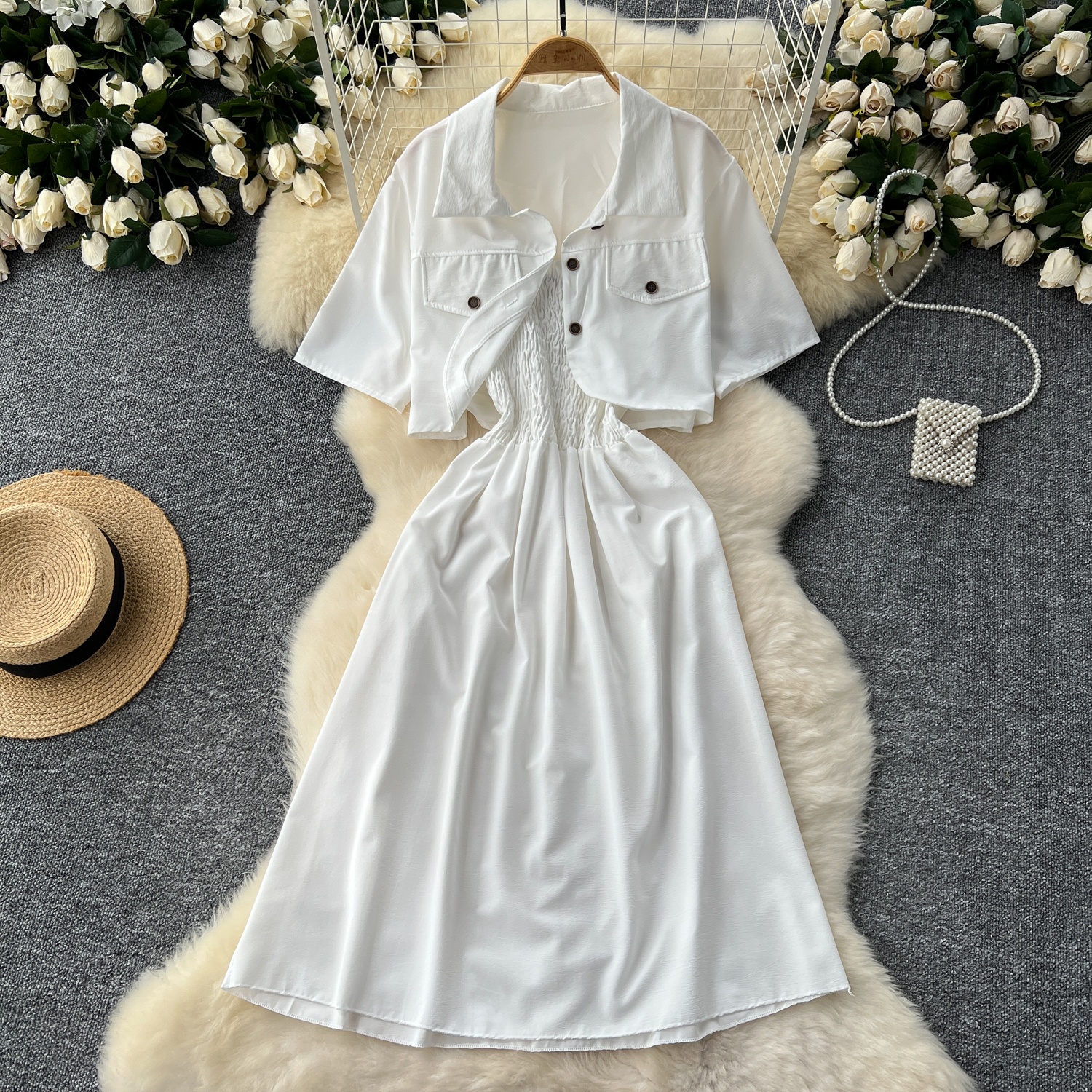 New Fashion Summer Two Piece Set Women Waisted Halter Dress Short Cardigan  Top Jacket 2 Pieces| Alibaba.com