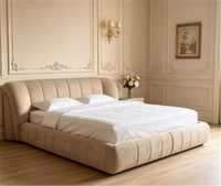 Lit double en tissu haut de gamme, style minimaliste italien, pour chambre principale, design moderne, idéal pour mariage, avec finition 'Blast Biscuit'