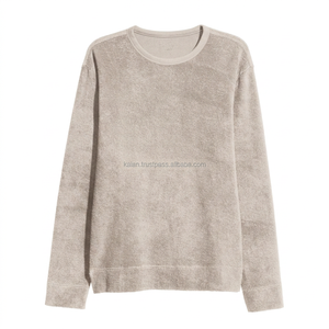 KISSM13 Sweat-shirt 100% coton de haute qualité délavé à l'acide pour hommes, tissu tricoté léger uni gris foncé personnalisé, solide pour l'hiver - Product Image 4