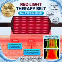 Cinturón de Terapia de Luz Roja Infrarroja con 300 LED Certificado por ISO, Almohadilla Extra Grande para Uso en Cintura, Hombro y Pierna
