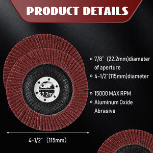 उच्च गुणवत्ता वाले एल्यूमीनियम ऑक्साइड पॉलिशिंग उपकरण 115 मिमी 125 ग्राइंडर कटिंग डिस्क व्हील फ्लैप डिस्क के लिए मोटर - Product Image 5