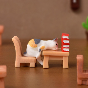 Figurines en résine de chat de dessin animé simulé, miniatures, breloques animales, ornements pour décorations de paysage, accessoires de bricolage - Product Image 3