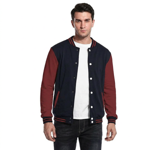OEM <b>Men's</b> Stand Collar Classic Blue Varsity Letterman Varsity <b>Jacket</b> For <b>Men</b> With <b>White</b> Leather Strip Heated winter <b>jacket</b> - Product Image 1