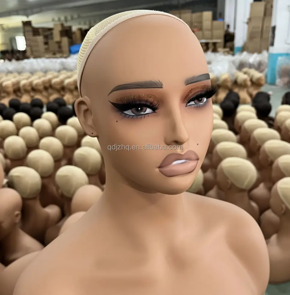 Wholesale fashion female mannequin head wig stand wig head with shoulders for wig display