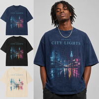 T-shirt graphique oversize pour homme, imprimé géométrique chromatique à effet de couleur changeante, coupe ample délavée, style streetwear, OEM