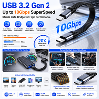 LUNG KAY Kabel USB-C FPC Ultra-Fleksibel 10Gbps USB3.2 Gen 2 Sinkronisasi Data 100W PD Pengisian Cepat Kabel Pita Datar untuk NVMe SSD Drone VR