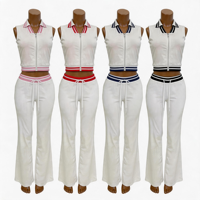 Ensemble 2 pièces personnalisé 2026 : Veste polo de golf zippée sportive et pantalon évasé pour femme – Tenue de sport décontractée automne/été