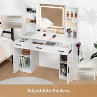 Meubles de chambre à coucher blancs de style moderne Coiffeuse à panneaux de bois éclairée par LED avec rangement en option pour l'appartement