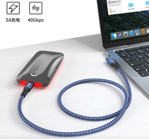 สายเคเบิล USB4 Type C แบบมุมฉาก 40Gbps 100W PD รองรับการชาร์จเร็ว ใช้งานร่<span class=keywords><strong>ว</strong></span>มกับ <span class=keywords><strong>Thunder</strong></span> 4 ได้ สายถ่ายโอนข้อมูลความเร็วสูง - Product Image 2