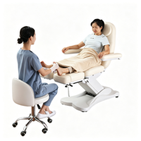 Mesa de Masaje Eléctrica con Piernas Separables y Función de Calefacción, Color Blanco Crema, Mesa de Tratamiento para Spa, Cama de Masaje Calefactada Ajustable