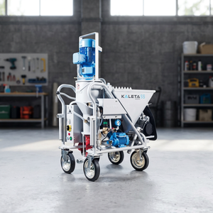 Machine à projeter du mortier industrielle bleue à moteur électrique triphasé pour murs - Product Image 2