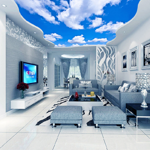 Papel tapiz de techo personalizado, 3D, cielo azul y nubes blancas, Fondo de sala de estar, dormitorio, Fondo de techo, foto, revestimientos