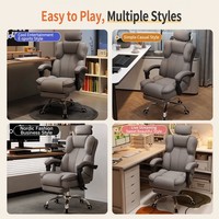 Chaise de bureau ergonomique pour le jeu, pivotante et inclinable, avec dossier haut en cuir PU, siège pivotant avec repose-pieds