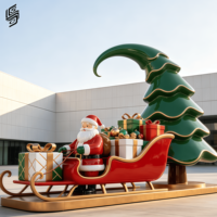Sculpture personnalisée de Père Noël sur traîneau en fibre de verre de haute qualité pour la décoration des centres commerciaux en période des fêtes