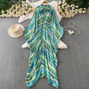 Vestido Elegante <span class=keywords><strong>de</strong></span> Manga Larga con Estilo Irregular para Mujer, Sensación <span class=keywords><strong>de</strong></span> Alta Gama, con Estampado Retorcido y Adornos <span class=keywords><strong>de</strong></span> Diamantes, Estilo Vacacional, Falda Larga - Product Image 2
