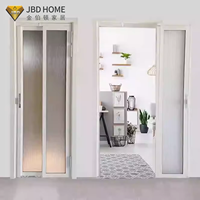 Porte coulissante et battante en aluminium avec ouverture flexible à deux panneaux pour salle de bain et espaces intérieurs personnalisés