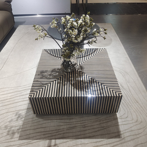 가정용 라운드 강화 유리 상단 나무 센터 거실 가구 현대 스테인레스 스틸 커피 테이블 - Product Image 3