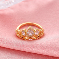 Zircon Raiponce Couronne Anneaux Plaqué Or Princesse Mariage Geek Bijoux Ouverture Réglable Haut de Gamme Princesse Anneau