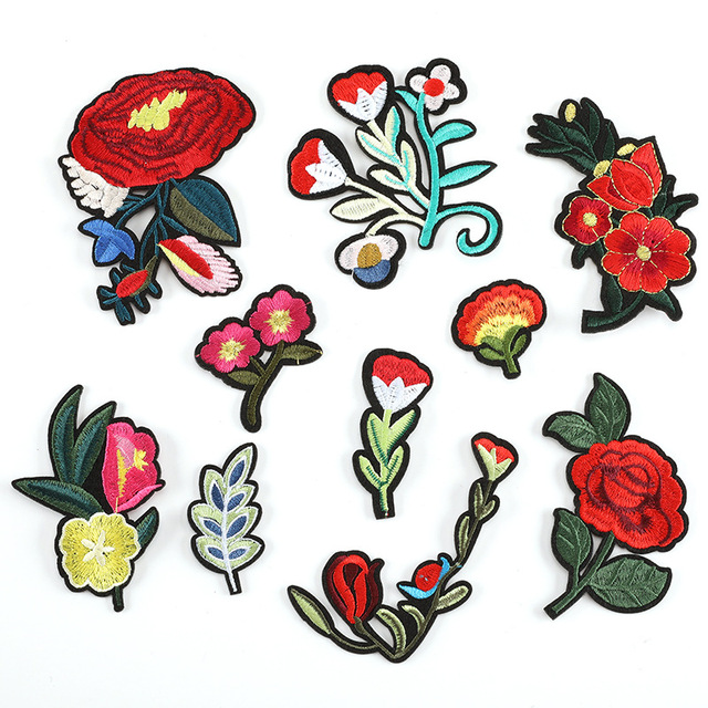 High Quality Iron on Patches Custom Embroidery Flower Patches for Clothes