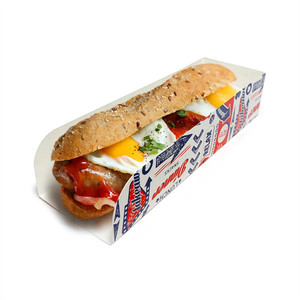 Tái chế các tông tùy chỉnh in Hot Dog hộp thực phẩm dùng một lần container Takeaway Pancake Waffle thuyền khay Đen - Product Image 4