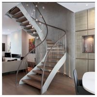 Escalier hélicoïdal moderne intérieur avec marches en bois de qualité supérieure, structure en acier stable, escaliers circulaires pour villa, appartement, projet