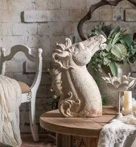 Mamba ev dekorasyon oturma odası el sanatları antika beyaz magnezyum at dekoratif hayvan heykeli
