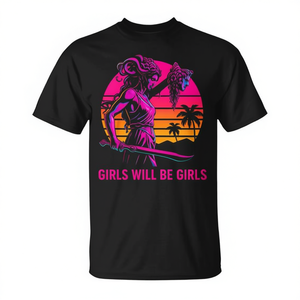 Camiseta para mujer Girls Will Be Girls Medusa, diseño retro, cuello redondo, manga corta, impresión digital - Product Image 2