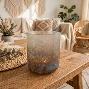 Porte-bougie en verre givré, pot à bougie décoratif, support à bougie pour la décoration de la maison, les mariages et les fêtes - Product Image 1