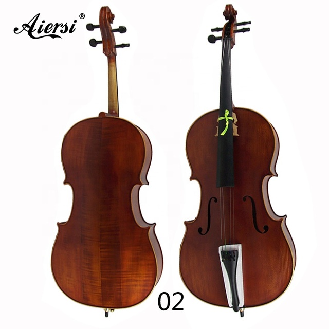 Professional Handmade High Grade Matte Dark Red Brown Cello Dard Flame Maple High Grade String Instrument with Bag and Bow