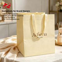 Tas Kado Kertas Mewah OEM dengan Pegangan Pita Satin Lebar, Logo Cetak Kustom, Kemasan Toko Bunga Butik, Grosir