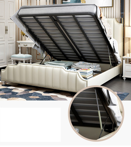 Italia rey tamaño de cuero blanco de la cama muebles de dormitorio para hoteles de lujo en mumbai el precio - Product Image 5