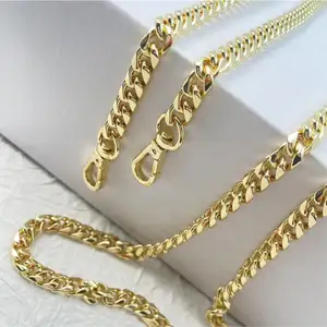 High-Grade Flat Chain Bag Shoulder Strap Crossbody Strap Metal Bag Chain Luggage Hardware Accessories Chain Strap For Bag