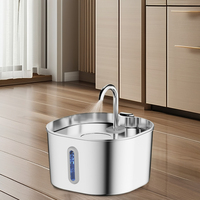 Fontaine à eau chat 2.2L en acier inoxydable avec fenêtre de visualisation distributeur d'eau automatique ultra silencieux pour animaux de compagnie filtre de style moderne