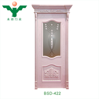 Porte de salle de bain ABYAT en PVC, nouveau design en plastique avec design élégant, porte intérieure à battants en verre, moderne, plus de 5 ans CE ISO CN;ZHE