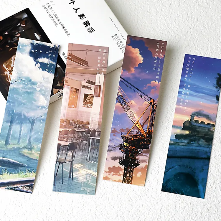 Best Selling Cheap New Style Design Anime Scenery Painting Custom Printing Paper Bookmarks