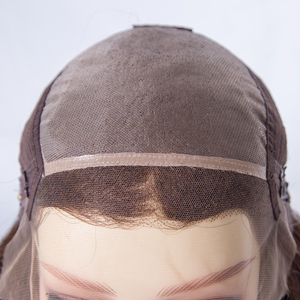 Peluca de Cabello Virgen Ruso Color Castaño con Raíz Rubia, Mono Top, con Encaje Frontal HD de 1 Pulgada, Sin Pegamento, Doble Trama, Ondas Naturales Largas - Product Image 2