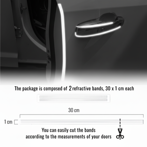 Adesivo auto di lusso riflettente 3D strisce personalizzabili Logo bianco dimensioni 1X30 Cm-2 pezzi pellicola caratteristiche di avvertimento - Product Image 1