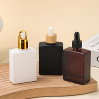 30ml 50ml 100mL ámbar Marrón mate negro esmerilado vidrio cuadrado cuentagotas tapa Crema para Ojos Crema para el cuidado de la piel aceite esencial