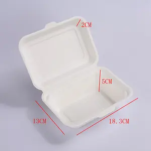 Beste Prijs Samenstelbaar Wit Suikerriet Bagasse Lunchbox Met Deksel Suikerriet Bagasse Afhaalmaaltijden