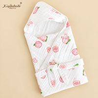 Couverture d'emmaillotage pour bébé à capuche 100 % coton 90x90 cm avec ceinture de maintien pour nouveau-né – Vente en gros