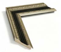 Moulure de cadre photo en pin massif 76x35mm, profil orné noir et argenté, moulure en bois pour peinture, miroir, décoration