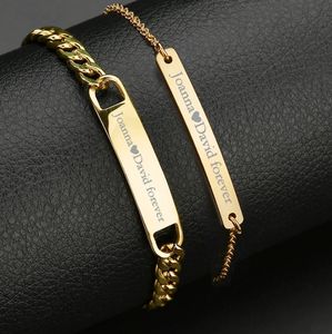 <span class=keywords><strong>Duo</strong></span> YingBracelets de <span class=keywords><strong>couple</strong></span> personnalisés simples tendances gravés au laser en acier inoxydable à rayures en titane Bijoux artisanaux - Product Image 5