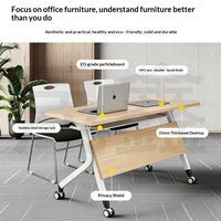 Table de conférence pliante en forme de L HYZ-278X avec chaises, pliable et mobile, en matériau MFC pour salles de conférence et