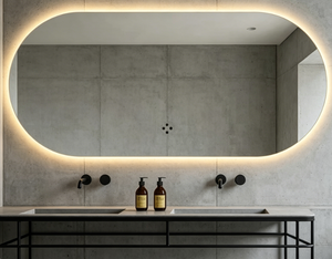 Oval LED Bathroom <b>Vanity</b> <b>Mirror</b> Wall-Mounted Smart Dimmable Touch Sensor <b>Lighted</b> Makeup <b>Mirror</b> with Art Deco Design for Washroom - Product Image 3