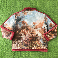 Vestes en tapisserie personnalisées de haute qualité pour hommes, veste en simili cuir rouge matelassée avec fourrure, manteaux en jacquard tissé à fermeture éclair pour hommes