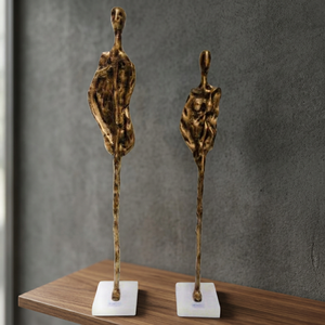 Jaffs Exports Contemporary Gold Aluminium <b>Figurative</b> Sculptures Handmade Artistic Eco-Friendly Durable Tabletop Decor 2Pcs - Product Image 2