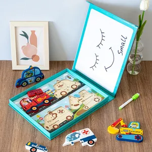 Puzzle 3D in legno veicolo animale puzzle cognitivo tavolo da disegno Set di libri giocattoli per bambini
