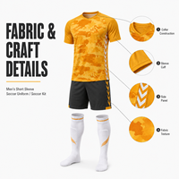 Tenue de football personnalisée camouflage orange, ensemble maillot et short respirant à manches courtes pour l'entraînement quotidien de l'académie de football