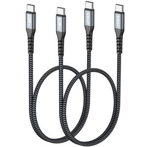 Cable USB Dual C Personalizado de Fábrica, 60W 3A, Carga Rápida, Trenzado, Ecológico, Duradero, Compatible con Automóviles, Cable de Datos para Teléfono Móvil - Product Image 1