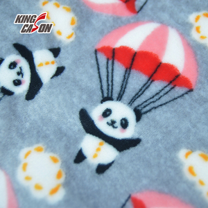 Kingcason Panda Skydiving Cute Animal Pattern Printed 280GSM 1.6M Recycled Flannel Fleece Fabrics for Winter Home Textile - Product Image 1